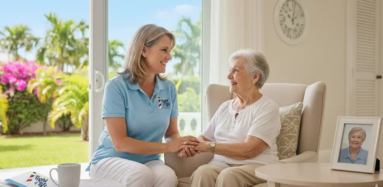 A professional caregiver providing respite care fort lauderdale services to a senior